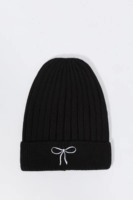 Embroidered Ribbed Knit Beanie