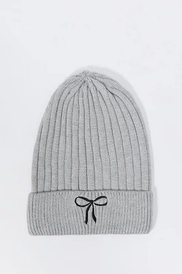 Embroidered Ribbed Knit Beanie