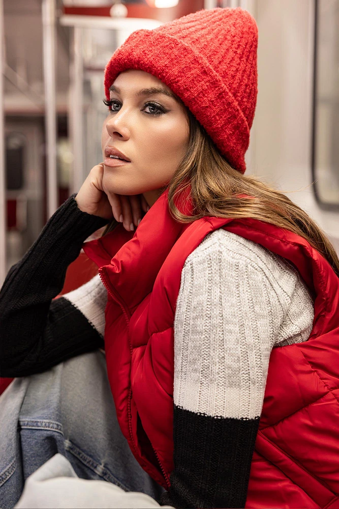 Ribbed Fuzzy Knit Beanie