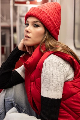 Ribbed Fuzzy Knit Beanie