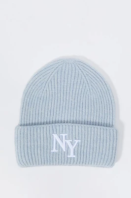 Tuque en tricot avec motif brodé NY