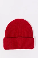 City Embroidered Ribbed Knit Beanie