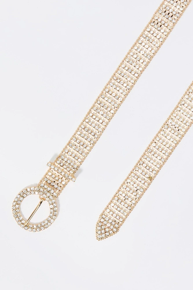 Rhinestone Circle Buckle Belt