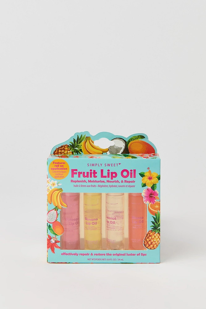 Huile à lèvres aux fruits (paquet de 4