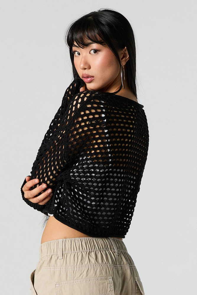 Wide Open Knit Cropped Sweater