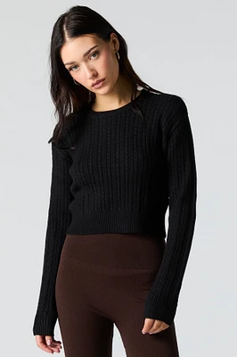 Cable Knit Cropped Sweater