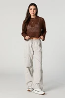 Open Knit Cropped Sweater