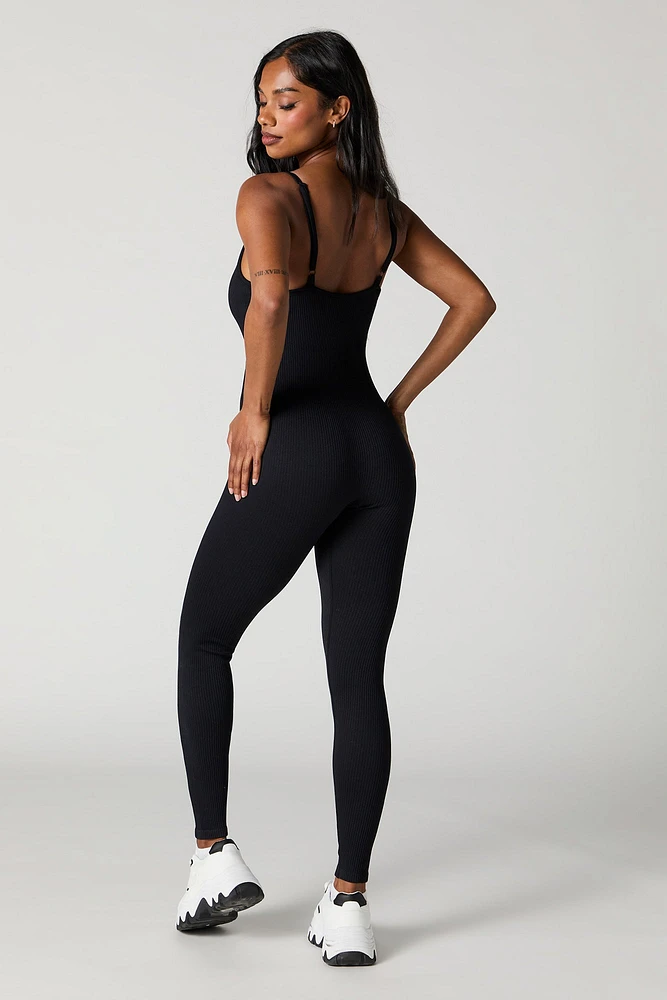 Active Seamless Ribbed Scoop Neck Jumpsuit