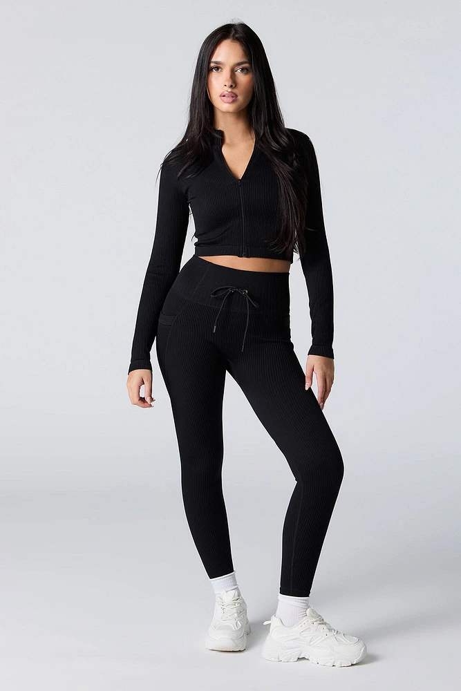 Sommer Ray Active Seamless Ribbed Zip-Up Long Sleeve Top