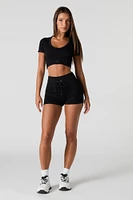 Sommer Ray Active Seamless Ribbed V-Neck T-Shirt