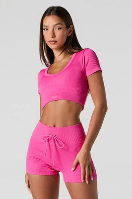 T-shirt Sommer Ray Active côtelé sans couture à encolure en V