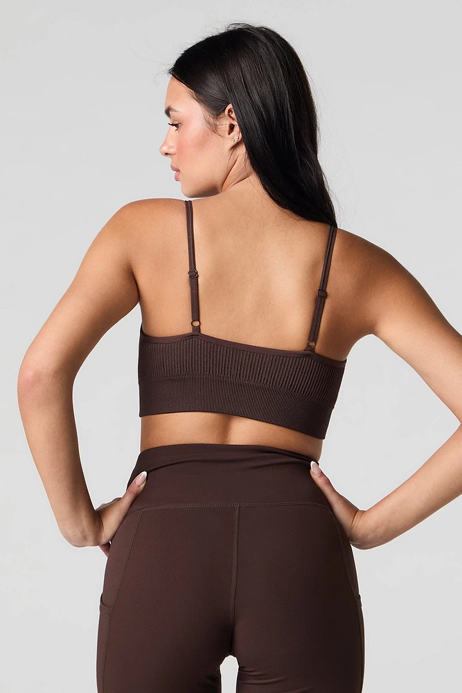 Soutien-gorge de sport côtelé sans couture doublé