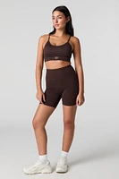 Soutien-gorge de sport côtelé sans couture doublé