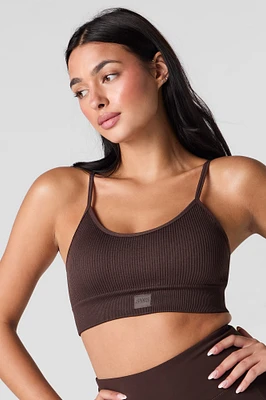 Soutien-gorge de sport côtelé sans couture doublé