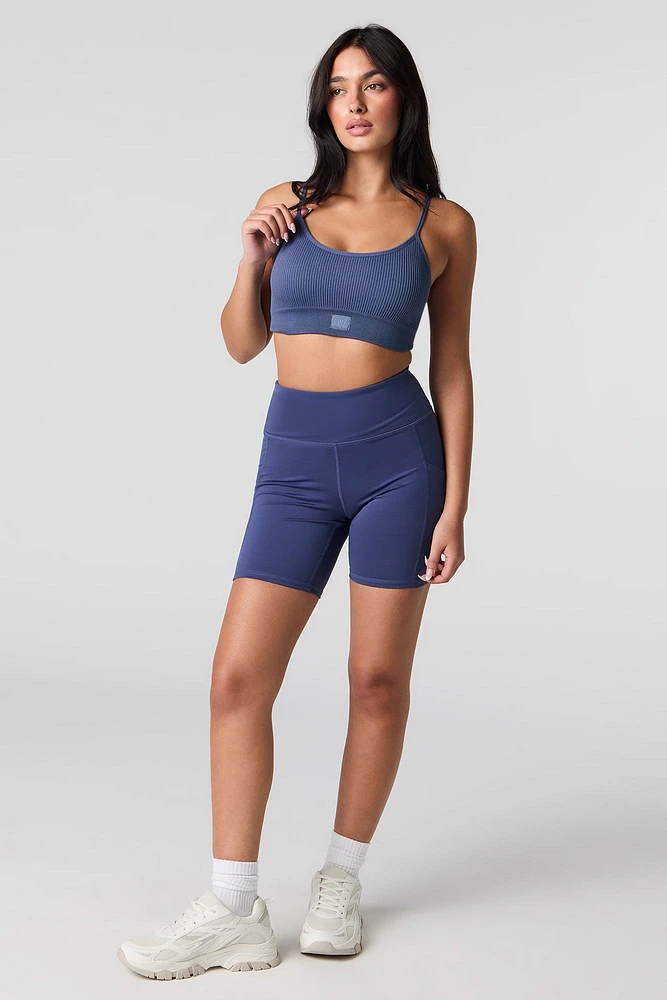 Seamless Ribbed Double Layer Sports Bra