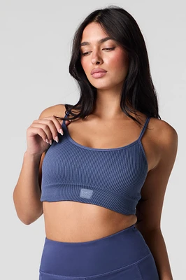 Seamless Ribbed Double Layer Sports Bra