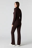 Legging à jambe évasée avec bande de taille pliée