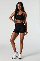 Active Seamless Ribbed Drawstring Short