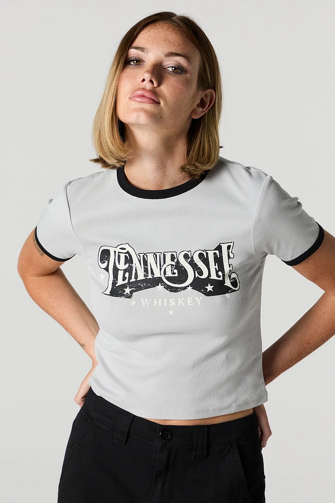 T-shirt Ã  lisÃ©rÃ© contrastant avec imprimÃ© Tennessee Whiskey