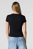 Embroidered Ribbed T-Shirt