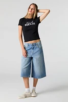 Embroidered Ribbed T-Shirt