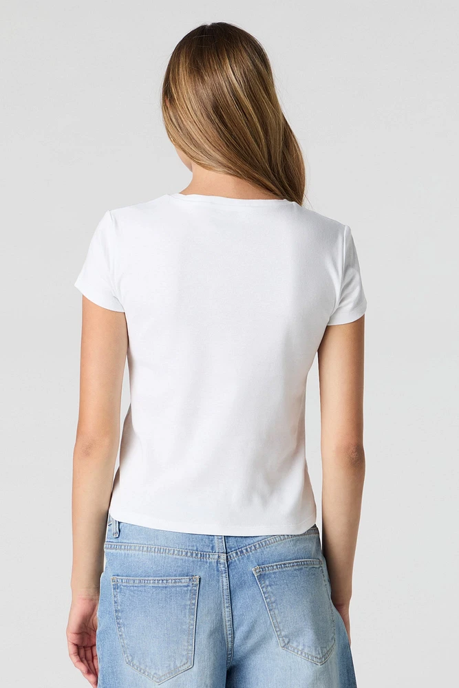 T-shirt côtelé imprim