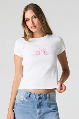 T-shirt côtelé imprim