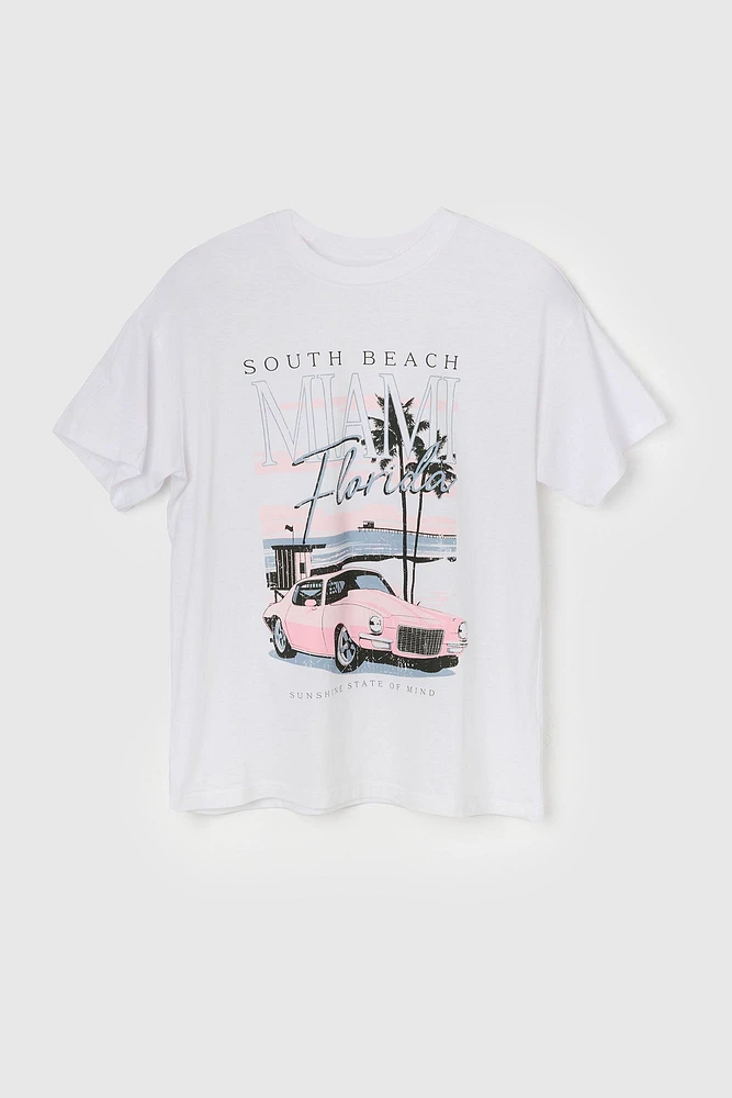 T-shirt de coupe garçonne à imprimé South Beach