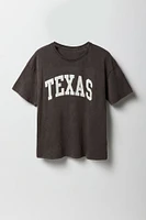 T-shirt de coupe garçonne délavé à imprimé Texas