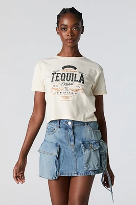 Tequila Graphic Cropped T-Shirt