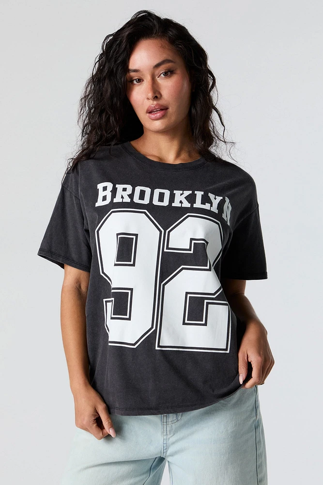 T-shirt de coupe garçonne à imprimé Brooklyn 92