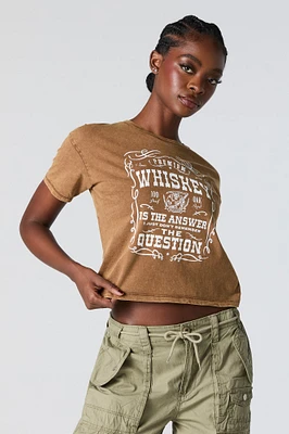 Whiskey Graphic Washed Cropped T-Shirt