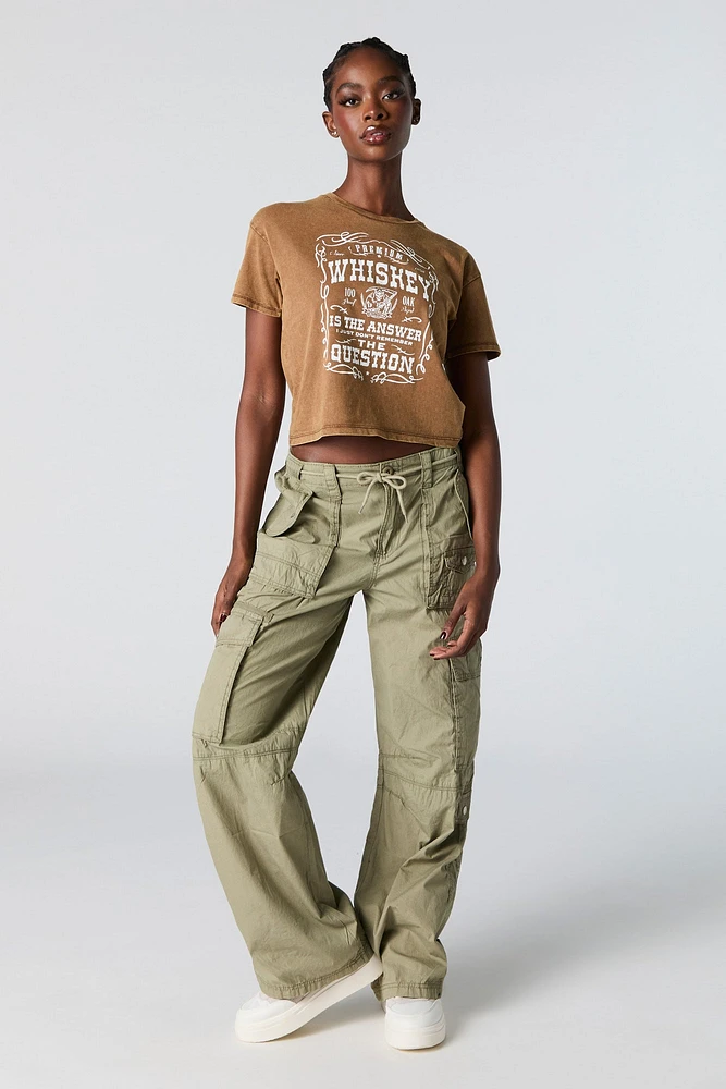 Whiskey Graphic Washed Cropped T-Shirt