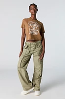 Whiskey Graphic Washed Cropped T-Shirt