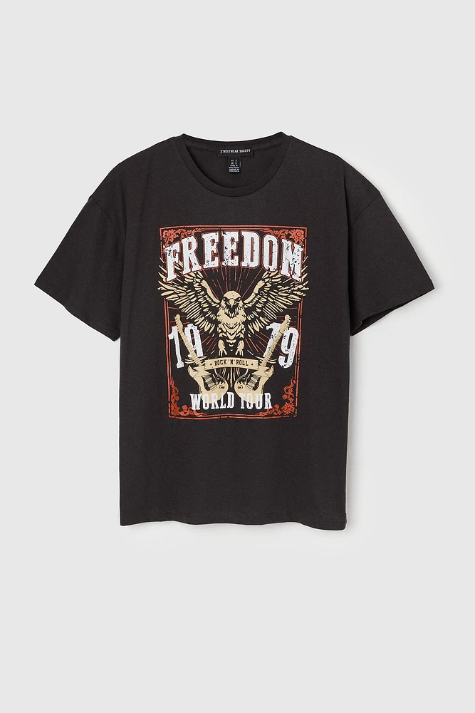 T-shirt de coupe garçonne à imprimé Freedom World Tour