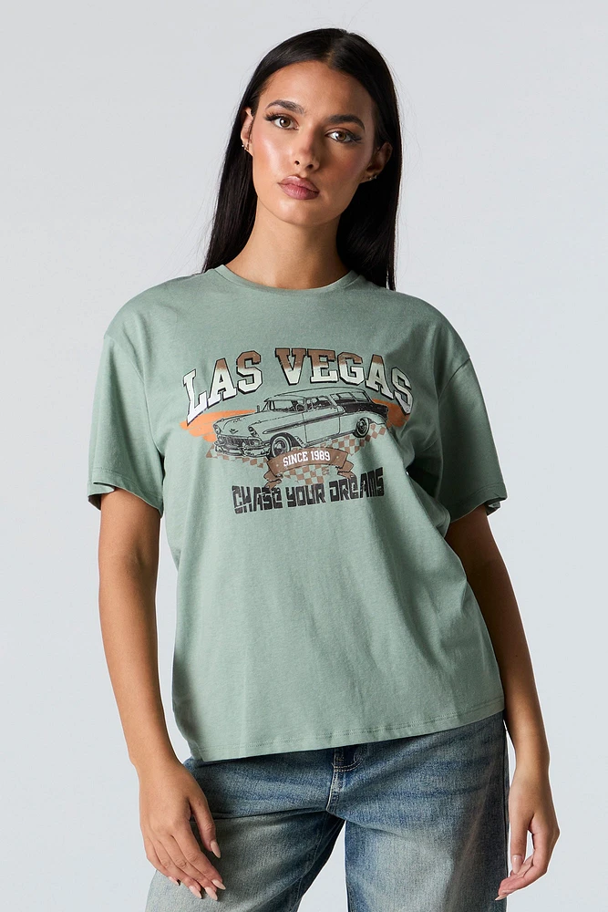 T-shirt de coupe garçonne à imprimé Las Vegas