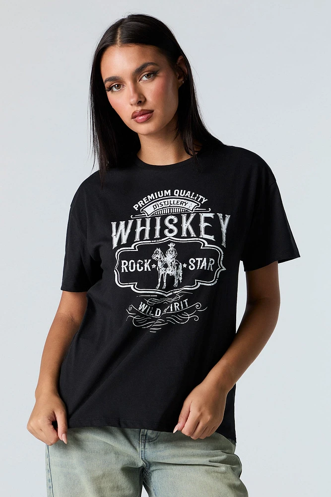 T-shirt de coupe garçonne à imprimé Whiskey