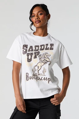 T-shirt de coupe garÃ§onne Ã  imprimÃ© Saddle Up