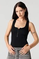 Ribbed Zip-Up Bodysuit