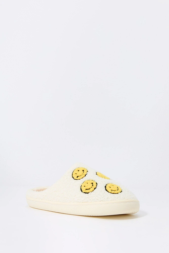 Smiley Face Faux Fur Slipper