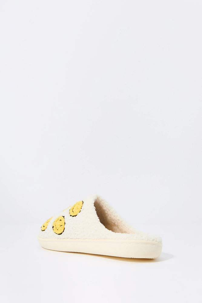 Smiley Face Faux Fur Slipper