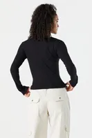 Ribbed Crewneck Long Sleeve Skimmer Top