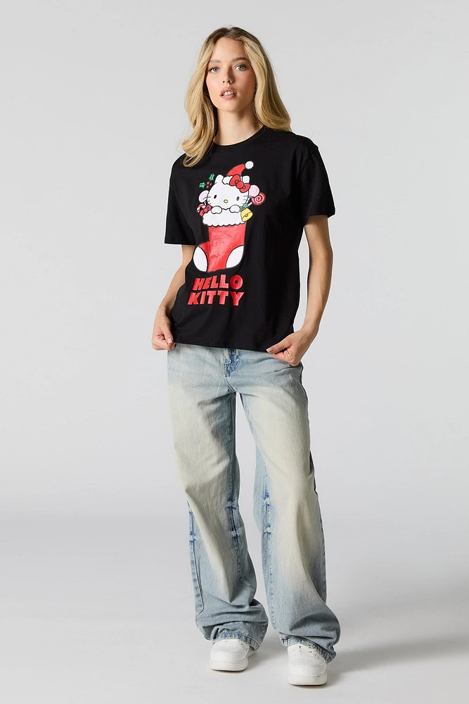 T-shirt de coupe garçonne à imprimé Hello Kitty Noël