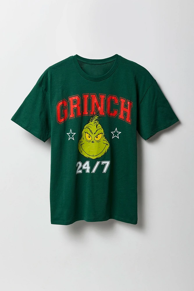 T-shirt de coupe garçonne à imprimé Grinch Noël