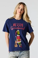 T-shirt de coupe garçonne à imprimé Merry Grinchmas