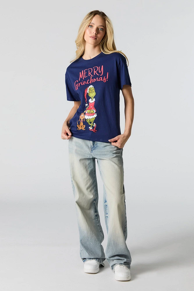 T-shirt de coupe garçonne à imprimé Merry Grinchmas