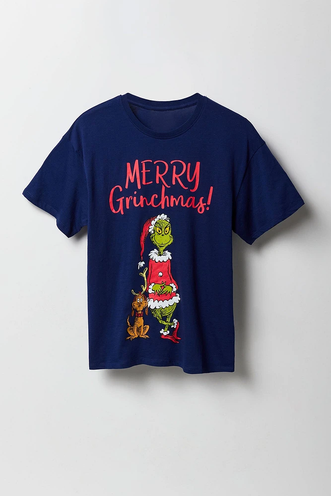 T-shirt de coupe garçonne à imprimé Merry Grinchmas