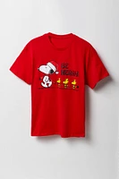 T-shirt de coupe garçonne à imprimé Snoopy Noël