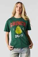 T-shirt de coupe garçonne à imprimé Grinch Noël