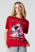 T-shirt de coupe garçonne à imprimé My Melody & Kuromi Noël